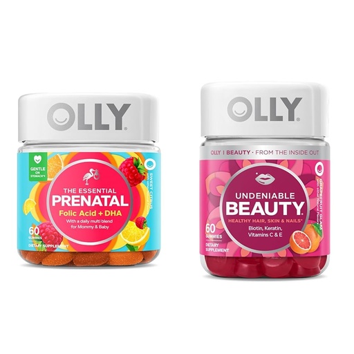 [BRSROAIPDMORYHL6] OLLY The Essential Prenatal Gummy Multivitamin, 30 Day Supply (Gummies), Sweet, Folic Acid & Undeniable Beauty Gummy, for Hair, Skin, Nails, Biotin, Vitamin C, Keratin