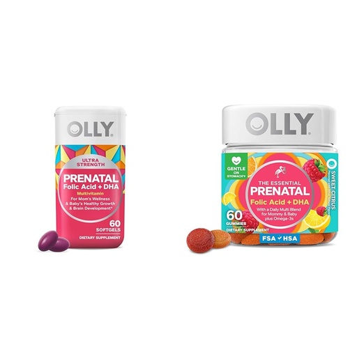 [BRSROAIPBYCB42Y6] OLLY Ultra Strength Prenatal Multivitamin Softgels, Supports Healthy Growth, Brain Development & The Essential Prenatal Gummy Multivitamin, 30 Day Supply (Gummies), Sweet, Folic Acid