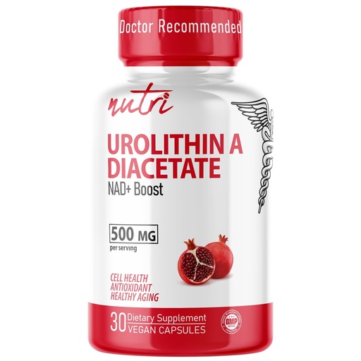 [BRSROEL5OBYRQGTG] Nutri Urolithin A Supplement 500mg - Powerful Antioxidant, Health & Wellness Booster - 3rd Party Tested - 500 mg Urolithin A Diacetate - 30 Vegan Capsules 2 Week+ Supply - NSF cGMP Certified Facility