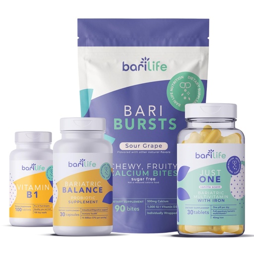 [BRSRAYA3DIMQIHTZ] Bari Life Gastric Sleeve and Gastric Bypass Vitamin and Supplement Starter Kit (Grape)