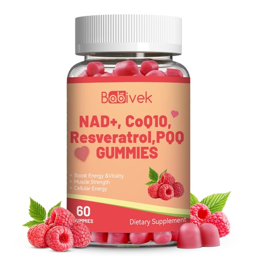 [BRSRGYY2AAMQKYDK] NAD+, CoQ10, Resveratrol,PQQ Gummies for Overall Health 60ct