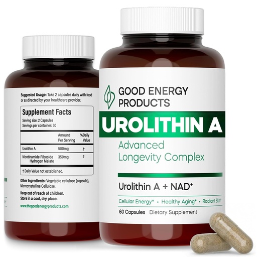 [BRSRG2YOBECBGAA3] Urolithin A + NAD+ Supplement – 500mg Urolithin A + 350mg Nicotinamide Riboside (NAD+) – Mitochondrial Support, Cellular Energy, Longevity & Healthy Aging – 60 Capsules