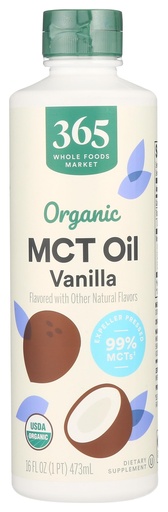 [BRSROGIQPN6AIC3F] 365 by Whole Foods Market, Organic Vanilla MCT Oil, 16 Fl Oz