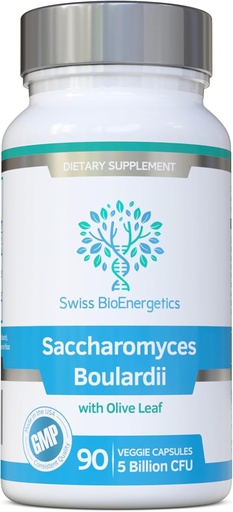 [BRSWGHDYCAMBO2Y4] Saccharomyces Boulardii 5 Billion CFU 90 Capsules - No Refrigeration Required - High Strength Non-Colonising Yeast with synergistic Olive Leaf, Biotin and Vitamin D3