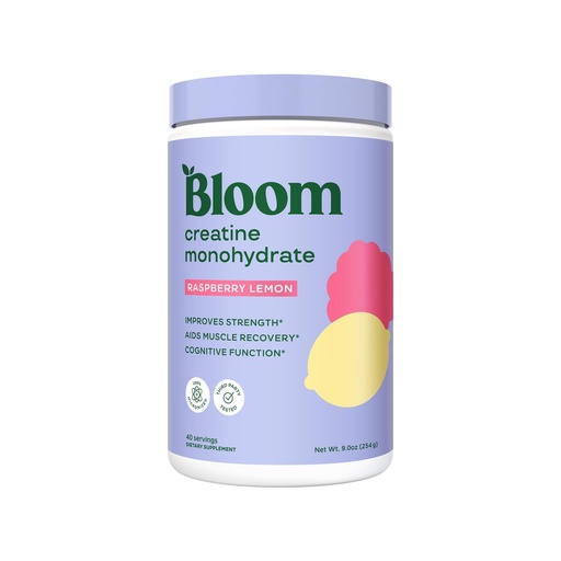 [BRSRAGQQBFYRS3DB] Bloom Nutrition Creatine Monohydrate Powder, 5g Micronized Creatine per Serving, Supports Muscle Recovery, Strength, Endurance, Pre or Post Workout, Gluten Free, Non GMO, Raspberry Lemon, 40 SVG, 9 oz