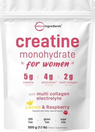 [BRSREYYTBYHGA33Z] Micro Ingredients Creatine + Electrolytes + Multi Collagen for Women | 5,000mg Micronized Creatine Monohydrate Powder Complex | Creatine Hydration Drink Mix | Lemon Raspberry | Sugar-Free, Non-GMO