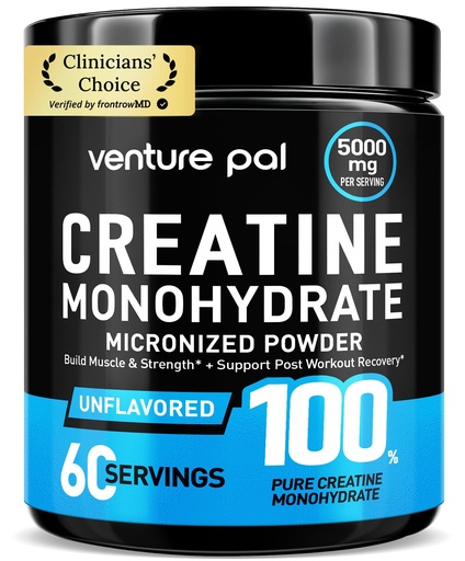 [BRSREGQBA56BS3TZ] Venture Pal 100% Pure Micronized Creatine Monohydrate Powder, Unflavored Creatine for Women & Men, Vegan, Keto, Gluten Free, 5 g (5000mg) per Serving, Creatina Monohidratada en Polvo