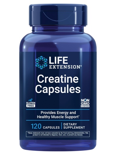 [BRSWIEAZCB5BQYLI] Life Extension Creatine Capsules – Creatine Monohydrate – Promotes Strength, Lean Muscle, Healthy Endurance – Non-GMO, Gluten-Free – 120 Capsules