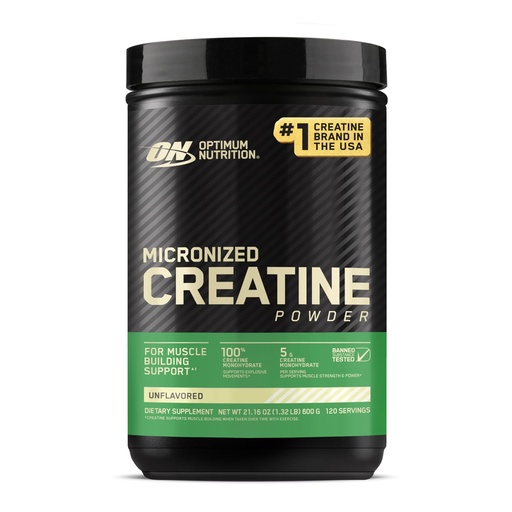 [BRSWIYANDIAA4HDC] Optimum Nutrition Micronized Creatine Monohydrate Powder, Unflavored, 120 Servings, 600 Grams (Packaging May Vary)
