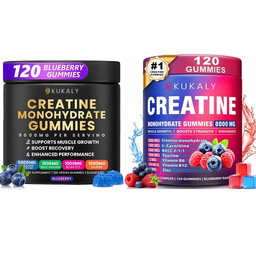 [BRSRGBQYCQFRME3L] Creatine Monohydrate Gummies for Men & Women, 9000MG Creatine Gummies Sugar Free -BCAA 2:1, B12 B6 for Boost Strength, Focus & Endurance, Vegan, Non-GMO