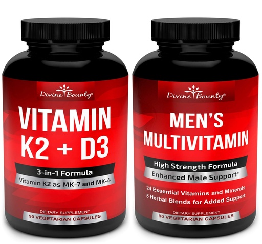 [BRSWYHT4BABAMEIZ] Divine Bounty Vitamin K2 with D3 & Men's Multivitamin Bundle