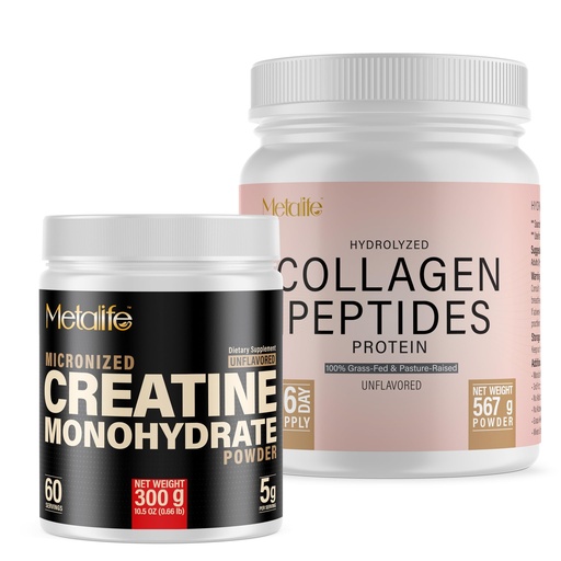 [BRSRGYI5BMAQIYI4] Creatine Monohydrate 300g + Bovine Collagen Peptides 20oz Bundle – Muscle Strength, Recovery & Joint Support – Unflavored, Canada-Made, Grass-Fed, 126 Total Servings
