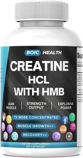 [BRSREZIPAUNQIEL2] Creatine HCL + HMB Capsules | 410mg HMB per Serving & 1250mg Creatine Hydrochloride | Performance Formula & Ultra-Pure Strength | No Bloating, Highly Soluble – 120 Capsules