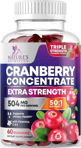 [BRSW2ZAHOIMG23QY] Cranberry Gummies - Urinary Tract Health Support Gummy - Cranberry Extract Supplement Helps Cleanse, Cran Berry Gummy Supplement With Vitamin C, Chewable Cran for Women and Men - 60 Gummies