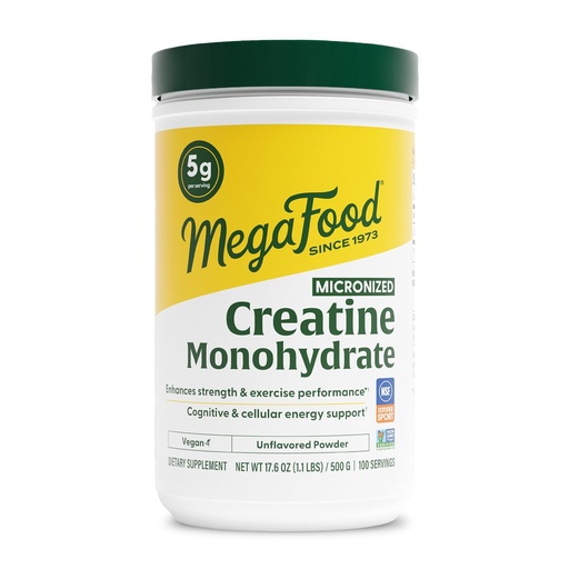 [BRSREGI6OACQICTU] MegaFood Micronized Creatine Monohydrate Powder - Unflavored Post & Pre Workout Powder for Men & Women - Cognitive & Exercise Performance Support - NSF Certified for Sport- 500 Grams, 100 Servings