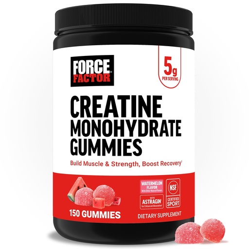 [BRSREBI5BYBBMCTG] Force Factor Creatine Monohydrate Gummies, NSF Certified, 5g Dose for Men & Women to Support Muscle, Strength, Recovery, Cognitive Health & Memory, Packaging May Vary, Watermelon, 150 Gummies