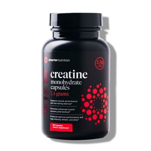 [BRSROCQ5CMBQ43DU] SMARTERNUTRITION Creatine Monohydrate Pills with 2500mg (2.5g) Per Serving, Vegan Capsules - Pre & Post Workout Recovery Support, Promotes Muscle Mass &. Endurance - 60 Count[30-Day Supply]