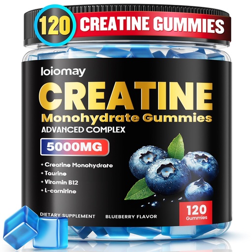 [BRSREAAPBYJREYI2] Creatine Gummies for Men & Women, 5-in-1 Complex with Taurine, L-Carnitine, Vitamin B12 & B6 Support Muscle, Recovery, 5g Creatine Monohydrate Gummies Post & Pre Workout Supplements, 120 Count