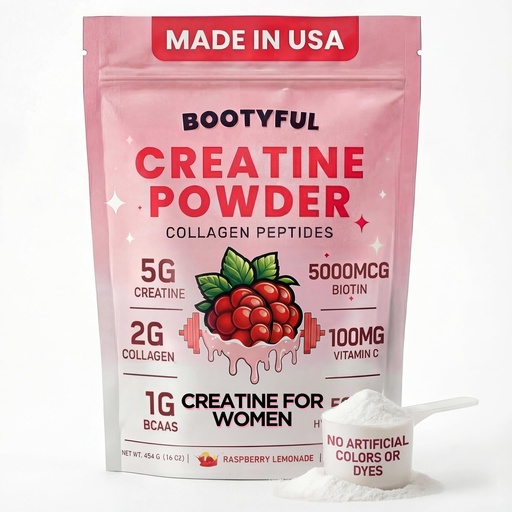 [BRSRACAZBENWAGTP] Creatine for Women – Booty Builder – Packed with Collagen, Biotin, BCAAs, Hyaluronic Acid, Vitamin C & Creatine Monohydrate Powder – Lean Muscle & Skin Hydration Support – Pink Lemonade, 30 Servings