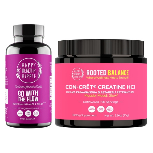 [BRSRGZL3OJ7A43T7] Happy Healthy Hippie Creatine HCl Powder & Go with The Flow Hormone Balance for Women