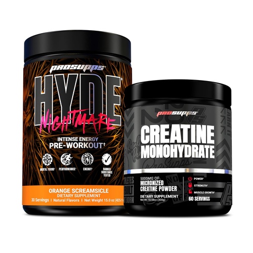 [BRSRAHAEO4CBA23K] PROSUPPS Hyde Nightmare Intense Energy Pre-Workout, Orange Creamsicle, and Creatine 300 Bundle