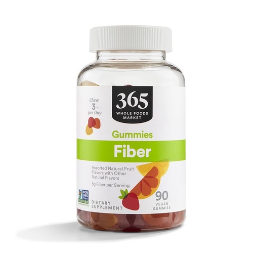 [BRSWGHA3PJ4GCHTP] 365 by Whole Foods Market, Fiber Gummies, Assorted Natural Fruit Flavors, 90 Count