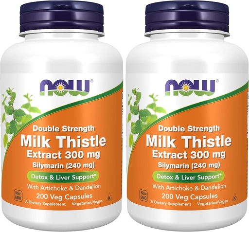 [BRSRAY35DMNQACLP] NOW Silymarin 2X - 300 mg,200 Veg Capsules (Pack of 2)