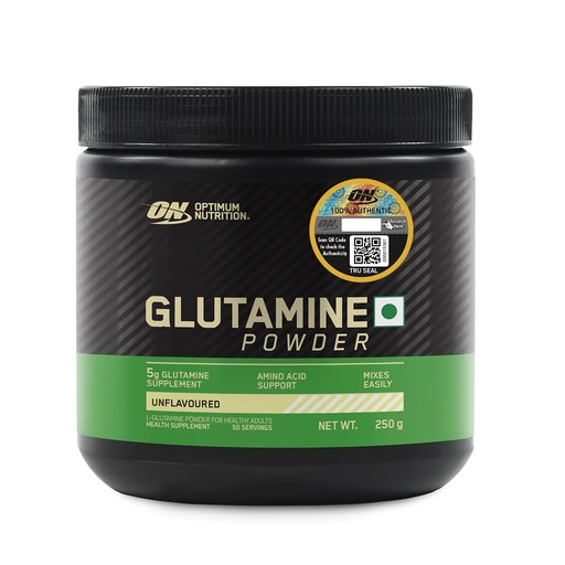 [BRSWIYANDIAA4HLM] Optimum Nutrition (ON) L-Glutamine Powder- 250 Gram, 50 Serves, 5g Glutamine per serve for Amino Acid Support & Muscle Recovery, Unflavoured.