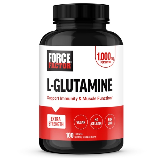 [BRSROFI7CJYR4CQ6] Force Factor L-Glutamine 1000mg Tablets, Glutamine for Muscle Recovery, Healthy Muscle Function, and Immunity, Vegan, Non-GMO, 100 Tablets