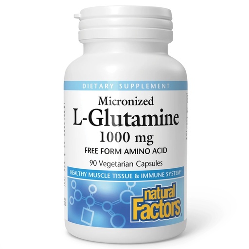 [BRSWIFQ3OFYRAH3O] Natural Factors - Micronized L-Glutamine 1000mg, Support for Muscle Tissue & Immune System, 90 Vegetarian Capsules