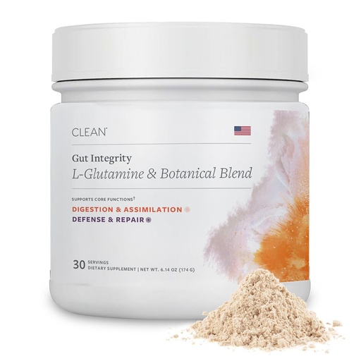 [BRSREHYCA4PGOETH] Gut Integrity L-Glutamine Powder, 5g Per Serving with Aloe, Slippery Elm & Marshmallow Root, Gut Lining & Digestive Comfort Support, Unflavored, 30 Servings