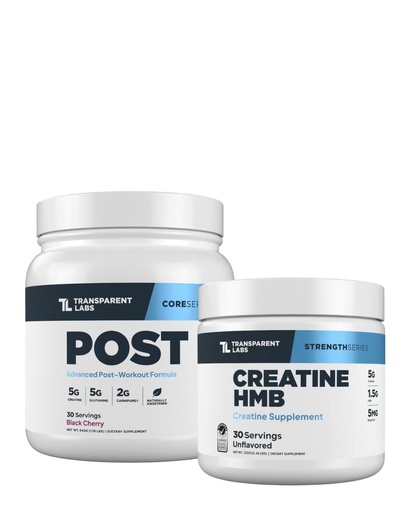[BRSRECQRCV4AOADG] Transparent Labs Post Workout Recovery Muscle Builder (30 Servings, Black Cherry) & Creatine HMB (30 Servings, Unflavored)