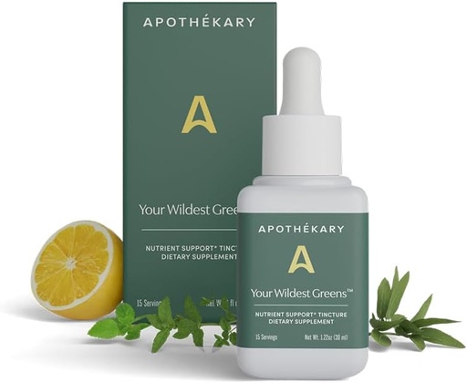 [BRSROAALBB7R6CD2] Apothékary Your Wildest Greens Herbal Liquid Drops, All-in-One Daily Superfood Supplement, Vitamin & Mineral Support, 5X Potency of Greens Powders, Sugar Free, Calorie Free, (15 Servings) 1.22oz