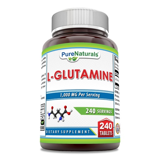 [BRSRAYIYC4IGG3TL] Pure Naturals L-Glutamine Supplement | 1000 Mg Per Serving | 240 Tablets | Non-GMO | Gluten Free | Made in USA
