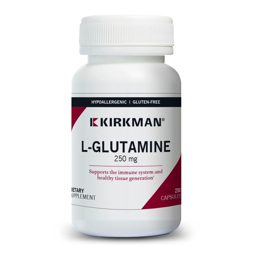 [BRSWKZYBC4AAYELG] Kirkman L-Glutamine 250 mg - Hypoallergenic | 250 Vegetarian Capsules | Amino Acid | Gluten and Casein Free