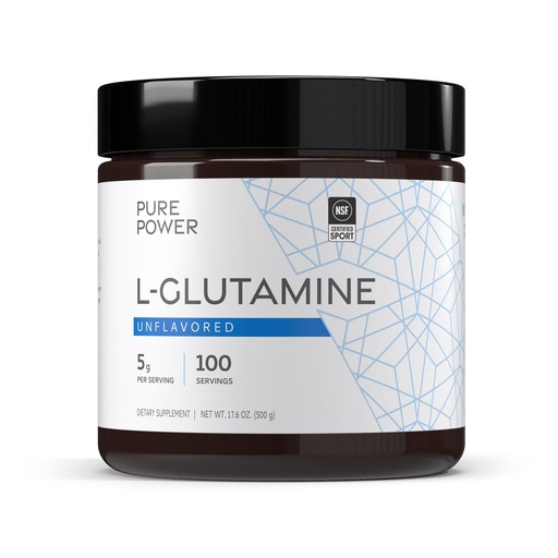 [BRSROAIZBEDWO3I3] Pure Power L-Glutamine, Unflavored, 17.6 oz (500 g), 100 Servings (1 Jar), 5 g Per Serving, Non-GMO, NSF Certified for Sport, Dr. Mercola