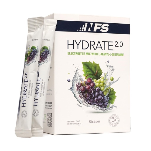 [BRSRAHAFCINR6HT2] Hydrate 2.0 Electrolytes Hydration Powder Packets – Advanced Hydration & Recovery Formula with L-Alanyl-L-Glutamine | Faster Hydration & Performance Recovery | 20 Packets (Grape)