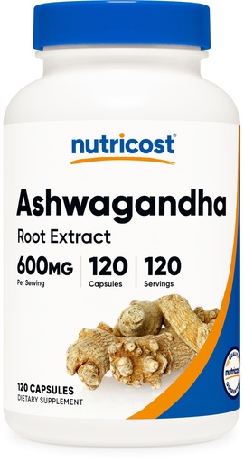 [BRSWGYINBV5Q2HQU] Nutricost Ashwagandha Herbal Supplement 600mg, 120 Capsules - Vegetarian, Non-GMO, Gluten Free, Ashwagandha Root