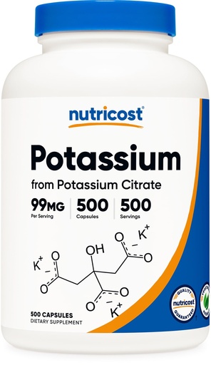 [BRSWKGAHPMPAGCAZ] Nutricost Potassium Citrate 99mg, 500 Capsules