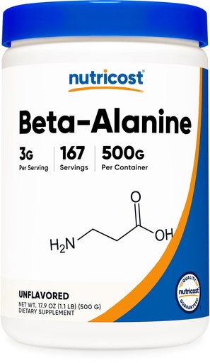 [BRSWGEA5AQFB4DL2] Nutricost Beta Alanine Powder 500 Grams (1.1lbs) - Pure Beta Alanine, Gluten Free & Non-GMO