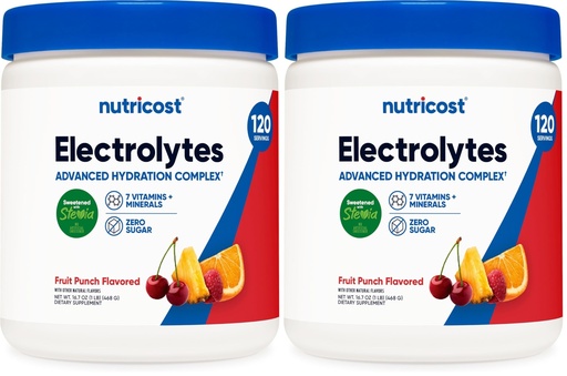 [BRSRGFI7DMHRS3QY] Nutricost Electrolyte Complex Powder (120 Servings, Fruit Punch) - Hydration Supplement Drink Mix with Vitamins and Minerals (Pack of 2)