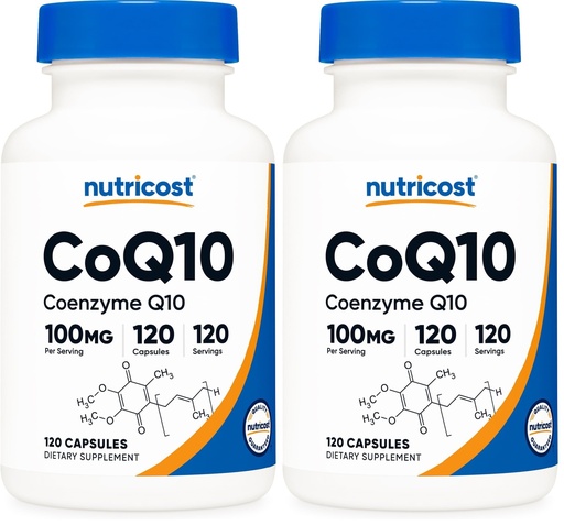 [BRSREALROICBGYD3] Nutricost CoQ10 100mg, 120 Vegetarian Capsules, 120 Servings - High Absorption, Vegetarian, Non-GMO, Coenzyme Q10 (Pack of 2)