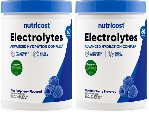 [BRSRGFI7A55QKH3K] Nutricost Electrolyte Complex Powder (60 Servings, Blue Raspberry) - Hydration Supplement Drink Mix with Vitamins and Minerals (Pack of 2)