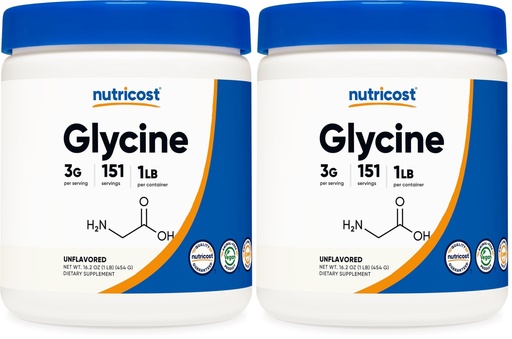 [BRSRGFI7A4MRO33P] Nutricost Glycine Powder 1lb - Non-GMO, Gluten Free (Pack of 2)