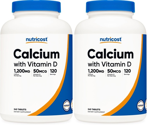 [BRSRGFI7BEHAKF3O] Nutricost Calcium with Vitamin D, 240 Tablets - Calcium (1200mg) Vitamin D (50mcg) Per Serving - Non-GMO, Gluten Free (Pack of 2)