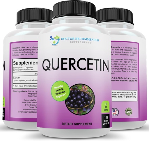 [BRSWYA36CIMWCGY2] DOCTOR RECOMENDADO SUPPLEMENTOS Quercetin 1000mg Por Serving - 120 Veggie Capsules, Vitamin Supplement, 60 Day Supply, (Vegan y Non-GMO)