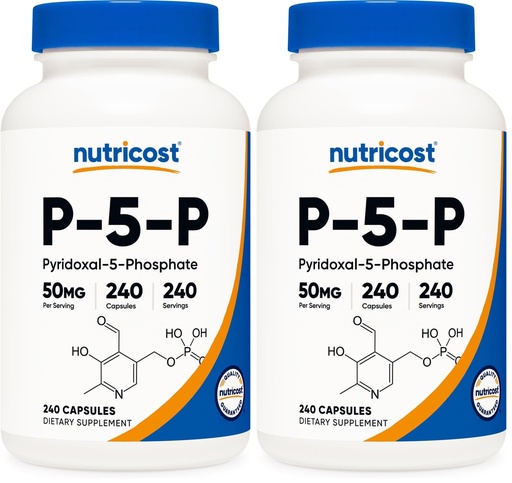 [BRSRGYL4CQAWYFLG] Nutricost P5P Vitamin B6 Supplement 50mg, 240 Capsules (Pyridoxal-5-Phosphate) - Vegetarian Friendly, Non-GMO, Gluten Free (Pack of 2)