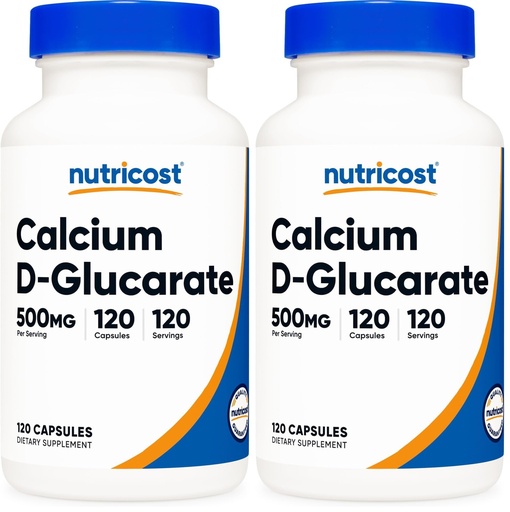 [BRSRGGQZCUCBEETB] Nutricost Calcium D-Glucarate 500mg, 120 Capsules - Gluten Free, Non-GMO, Vegetarian Friendly (Pack of 2)
