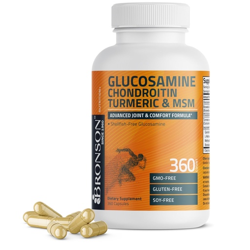 [BRSROZQPCENAIALV] Bronson Glucosamine Chondroitin Turmeric & MSM Advanced Joint & Cartilage Formula, Supports Healthy Joints, Mobility & Cartilage - Non-GMO, 360 Capsules