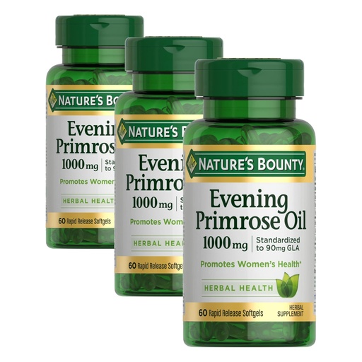 [BRSREBINO4NQ4HT5] Nature's Bounty Primrose Oil 1000mg, Promotes Women's Health, Herbal Supplement, Gluten Free, Rapid Release,60 Softgels (Pack of 3)